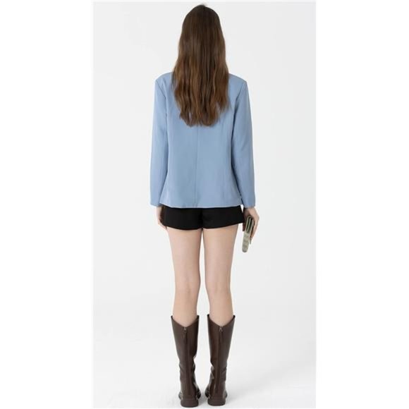 New Large & L Size  Womens Casual Long Sleeve Blazer Jackets with No Button - Picture 6 of 6